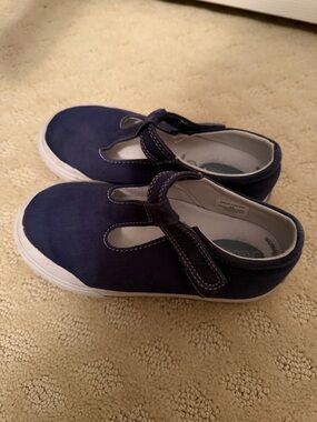 Footmates Navy Canvas Sneaker Shoes with Hook-and-Loop Strap